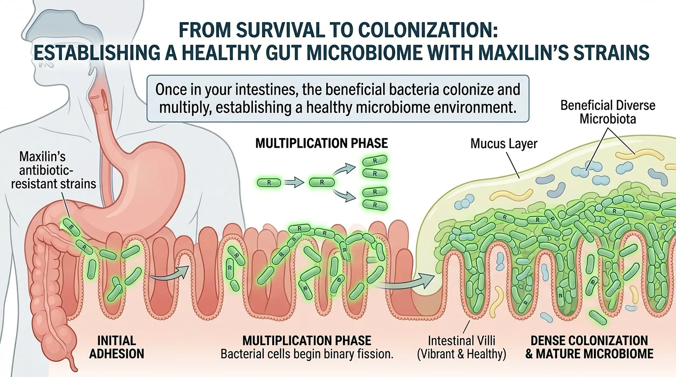 From survival to colonisation — establishing a healthy gut microbiome with Maxilin's strains